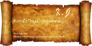 Korényi Johanna névjegykártya